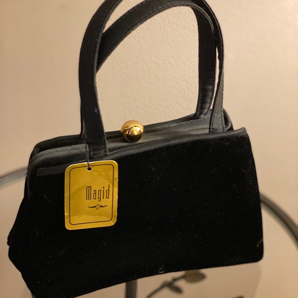 Magid black velvet clutch